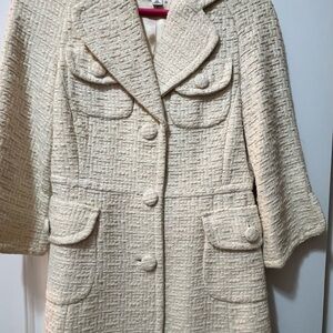 Banana Republic Cream Textured Metallic Coat XS Summer 05 Collection